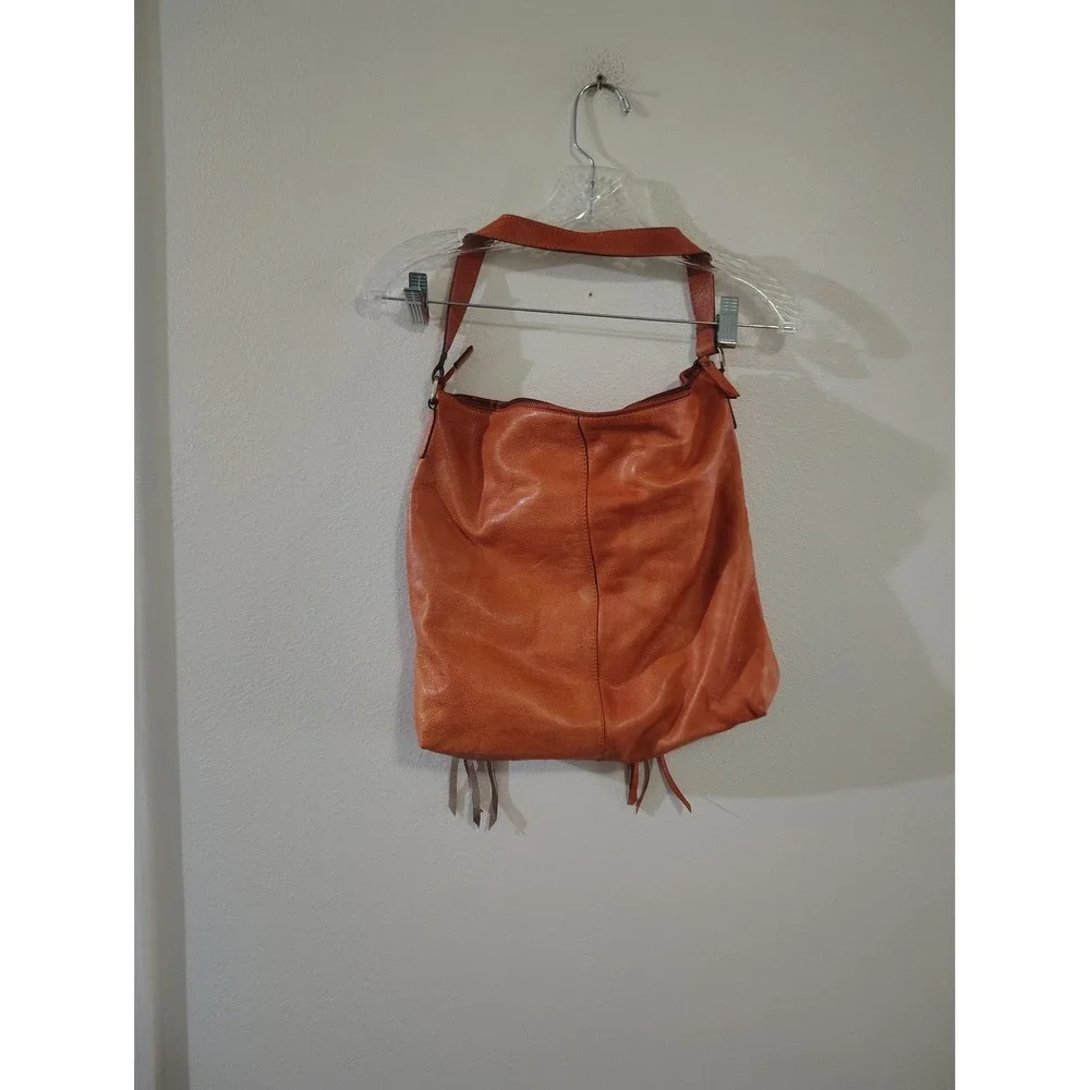 Frye Melissa Leather Hobo Bag Burnt Orange Ginger Tassel Shoulder Bag Womens